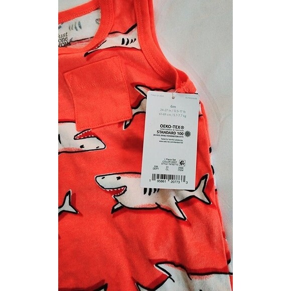 Just One You by Carter's Baby Boy's Orange Shark Print Tank Top Size: 6M NWT - Picture 7 of 8